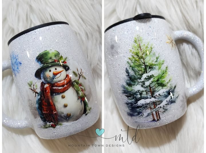 Snowman Coffee Mug - Stainless Steel with Epoxy