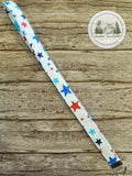 Red White and Blue Star Laynard with Silver Hardware