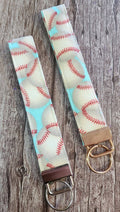 Baseball Wristlet Key Fob with ROSE GOLD Hardware