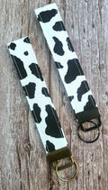 Cow Print Key Fob with Black Hardware