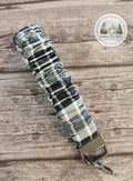 Black Plaid Small Scrunch Keychain with Gunmetal Grey Hardware