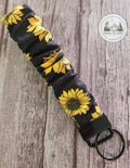 Black Sunflower Small Scrunch Keychain