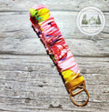 Pink Butterfly Small Scrunch Keychain with Gold Hardware