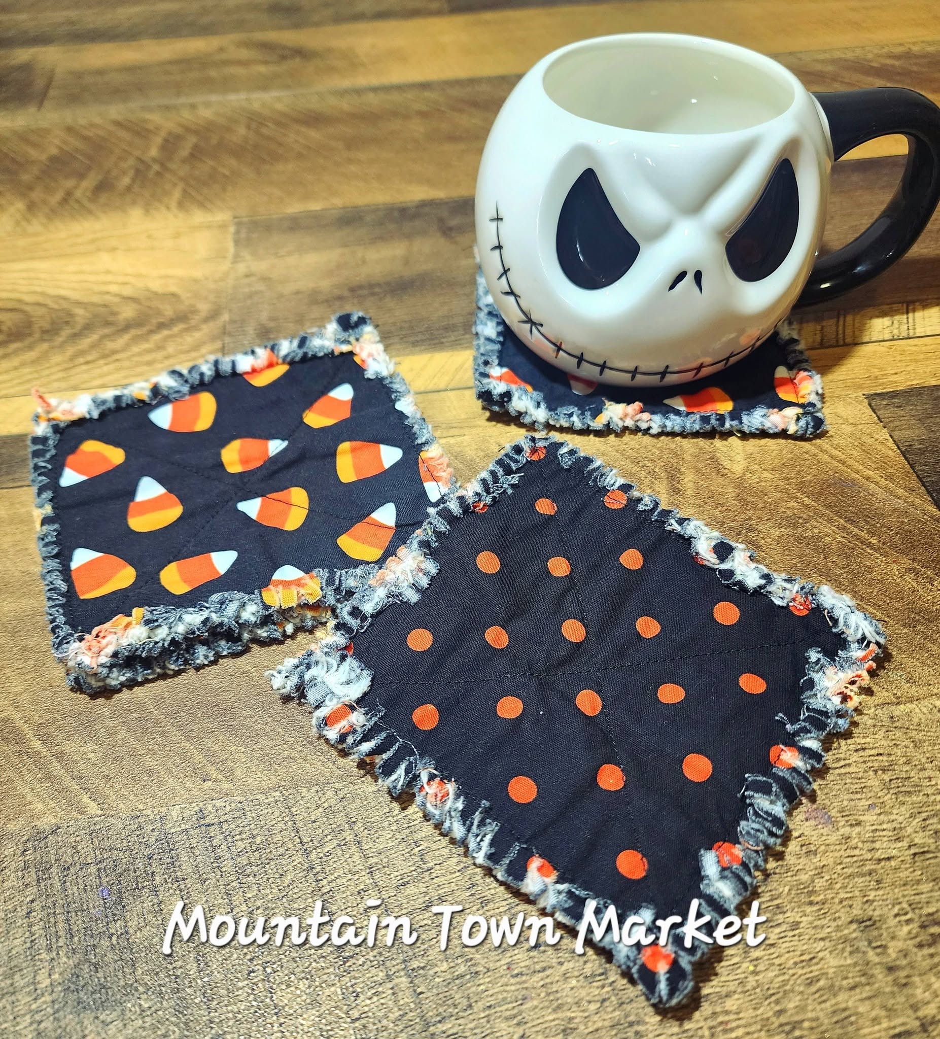 Candy Corn Rag Coaster set of 4