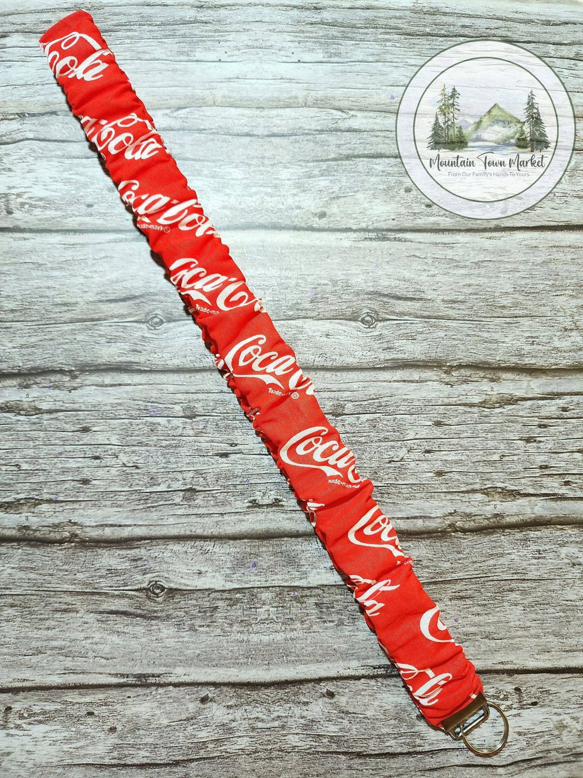 Coke Scrunchie Laynard with Silver Hardware