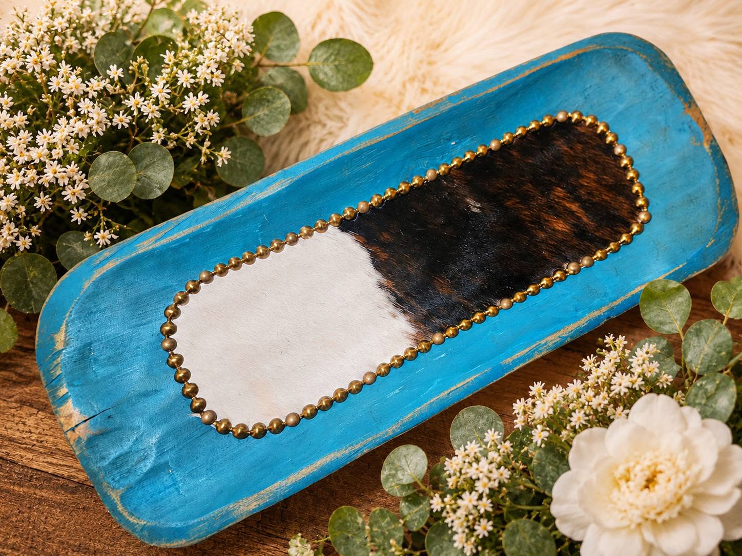 Turquoise Wooden Decorative Accent Piece