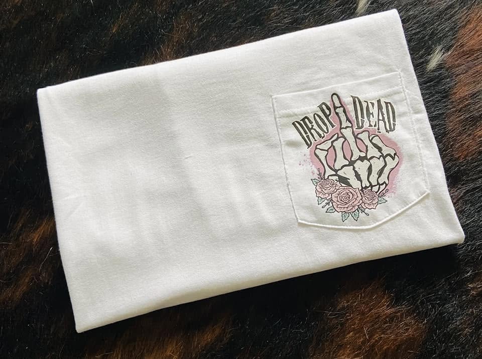 Drop Dead Pocket Tshirt -Size Large