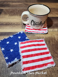 Patriotic Rag Coaster Set of 4