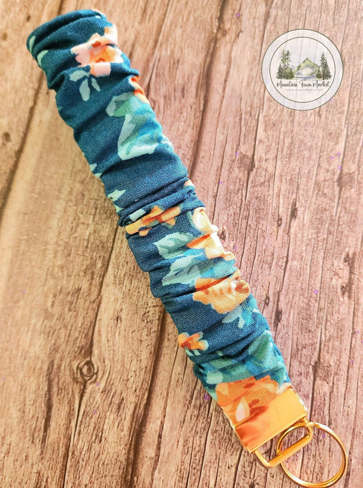 Floral Scrunchie Wristlet Keychain