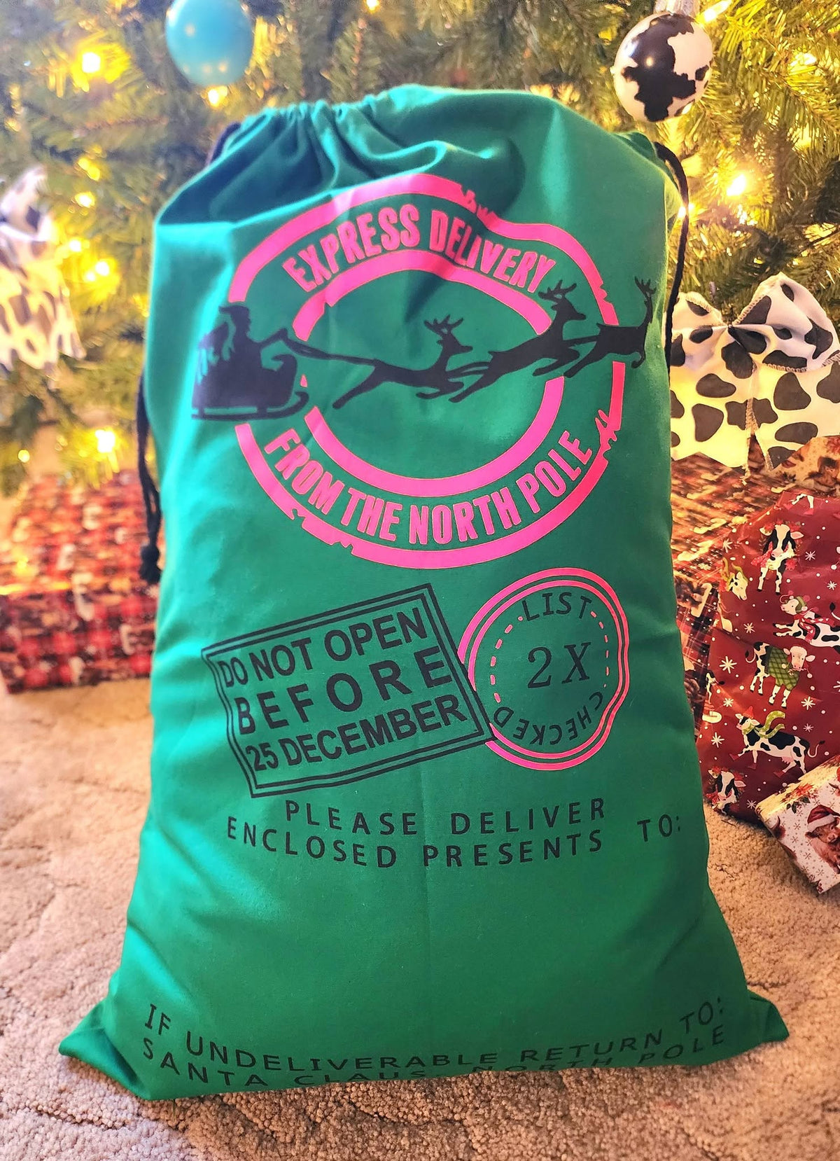 Green Express Delivery Customizable Santa Sack