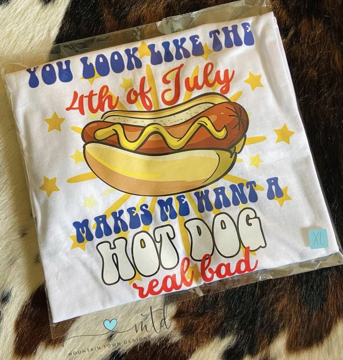 4th of July Hot Dog Shirt Size XL