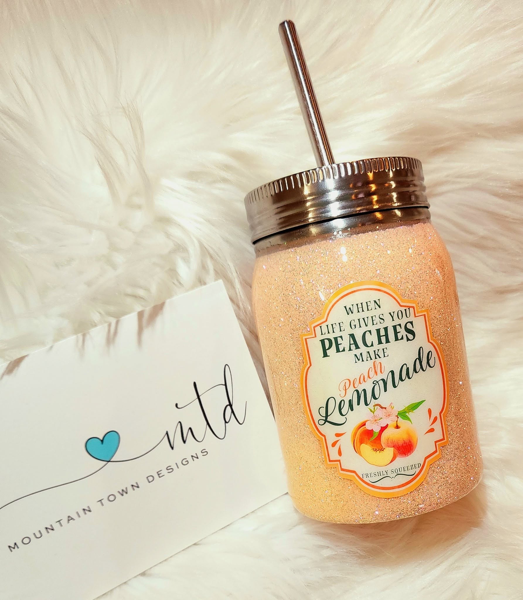 Peach Lemonade 16oz Mason Jar Tumbler
