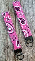 Hot Pink Paisley Wristlet Key Fob