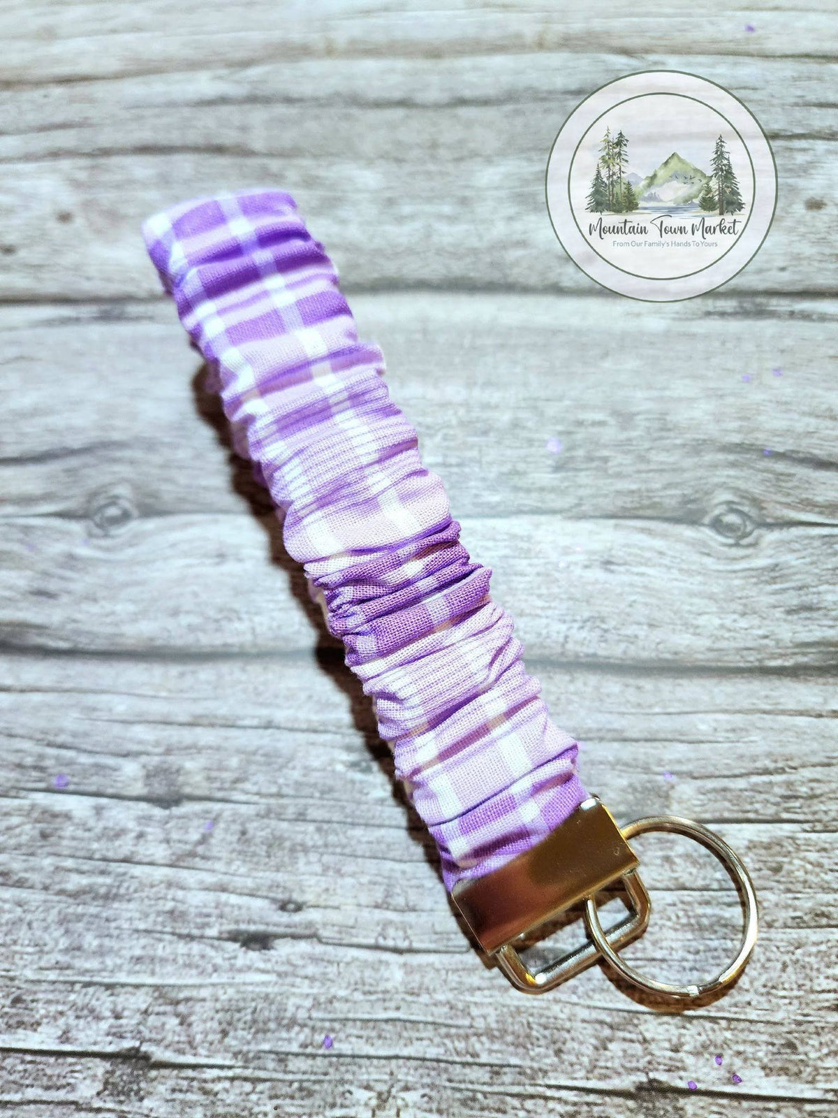 Purple Small Scrunch Keychain with Bronze Hardware