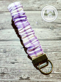 Purple Plaid Small Scrunch Keychain with Gold Hardware