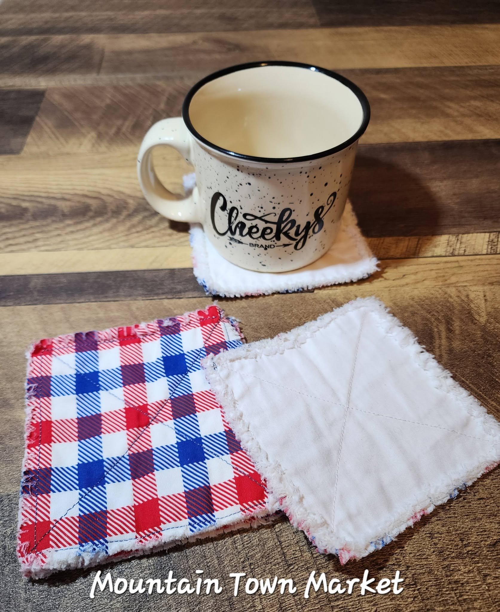 Plaid Patriotic Rag Coaster set of 4