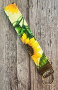 Sunflower Wristlet Key Fob with Bronze Hardware