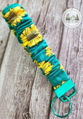 Turquoise Sunflower Small Scrunch Keychain