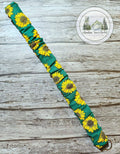 Turquoise Sunflower Scrunchie Laynard with Bronze Hardware