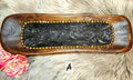 Handcarved Wooden Accent Bowl with Authentic Leather